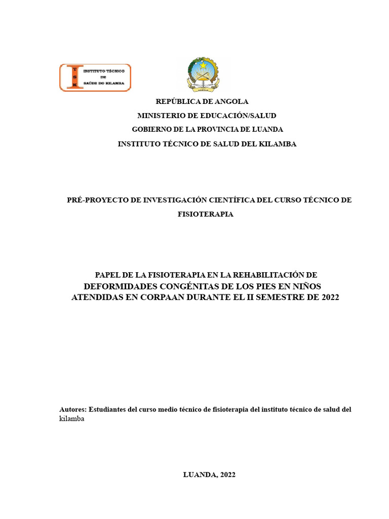 Pre Proyecto Finalizado - 231031 - 221123 | PDF | Terapia física
