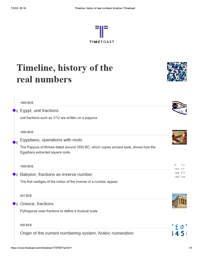 History of Real Numbers Timeline | PDF | Numbers | Square Root