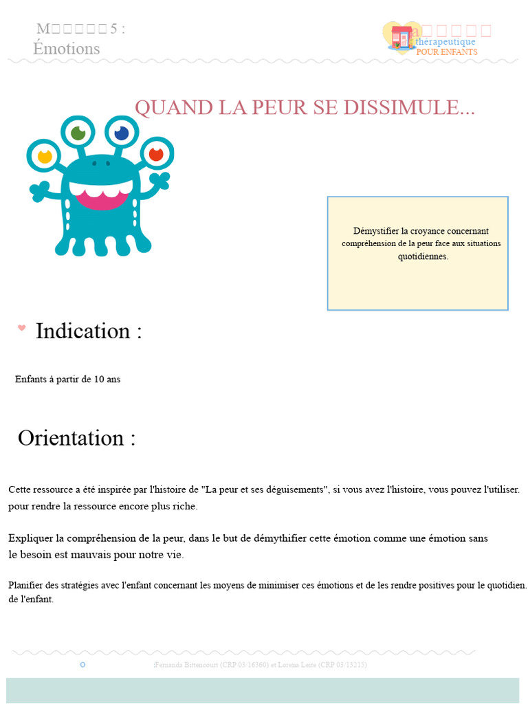 Comprendre et gérer la peur chez les enfants | PDF | Peur | Émotions