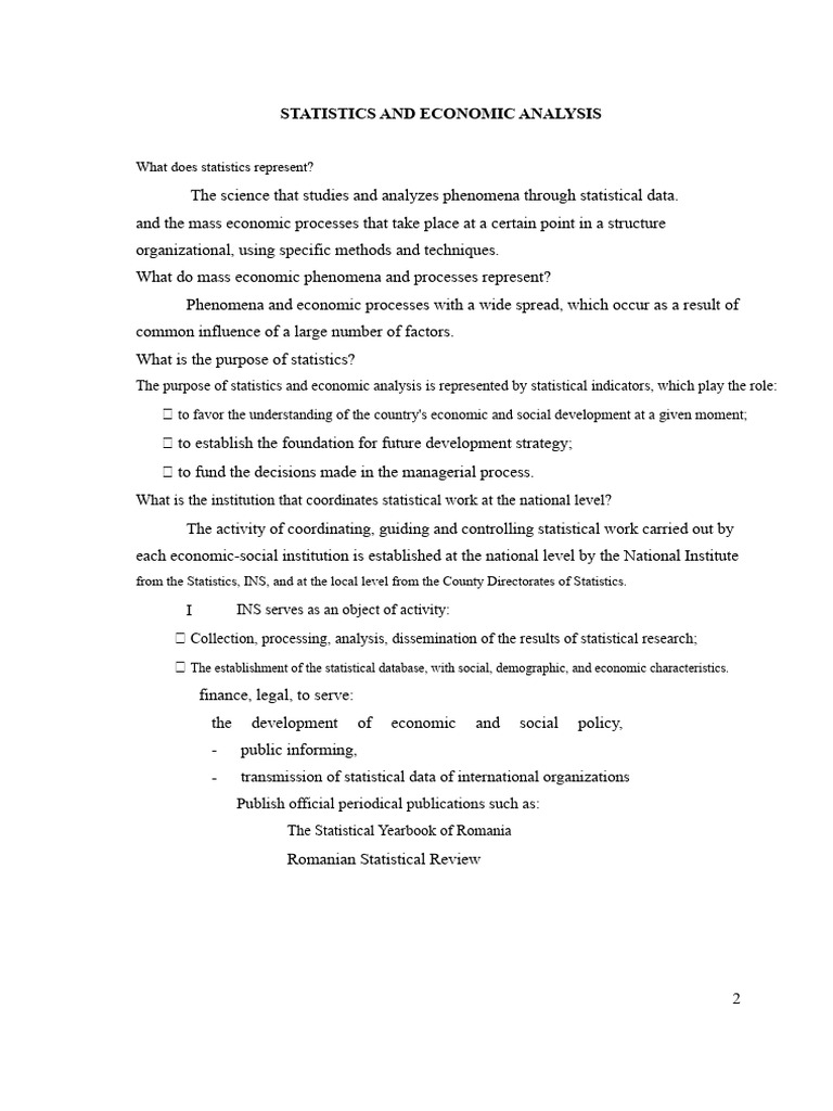 Statistics and Economic Analysis Overview | PDF | Survey Methodology ...