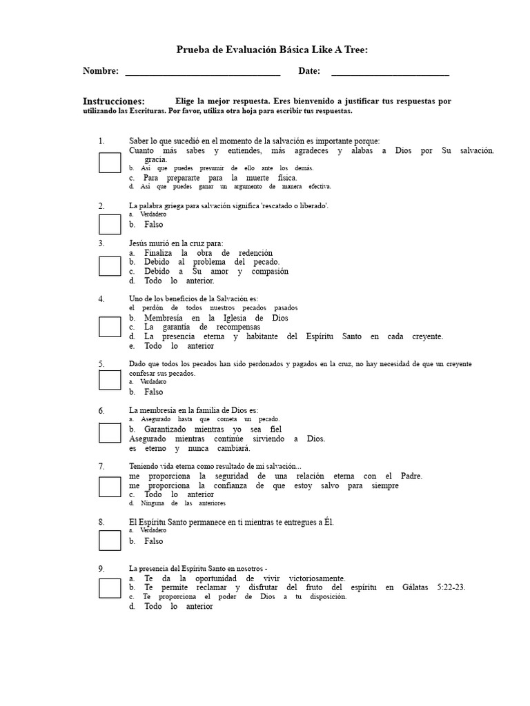 Preguntas Del Examen Final de La Prueba LAT | PDF | Salvación | Iglesia ...