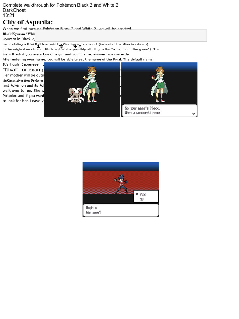 Pokémon Black 2 & White 2 Walkthrough | PDF | Pokémon