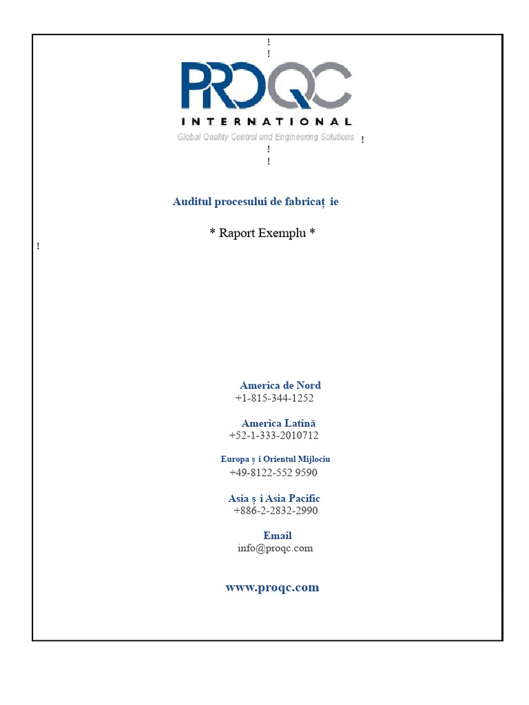 ProQC ExempluRaport AuditProces | PDF
