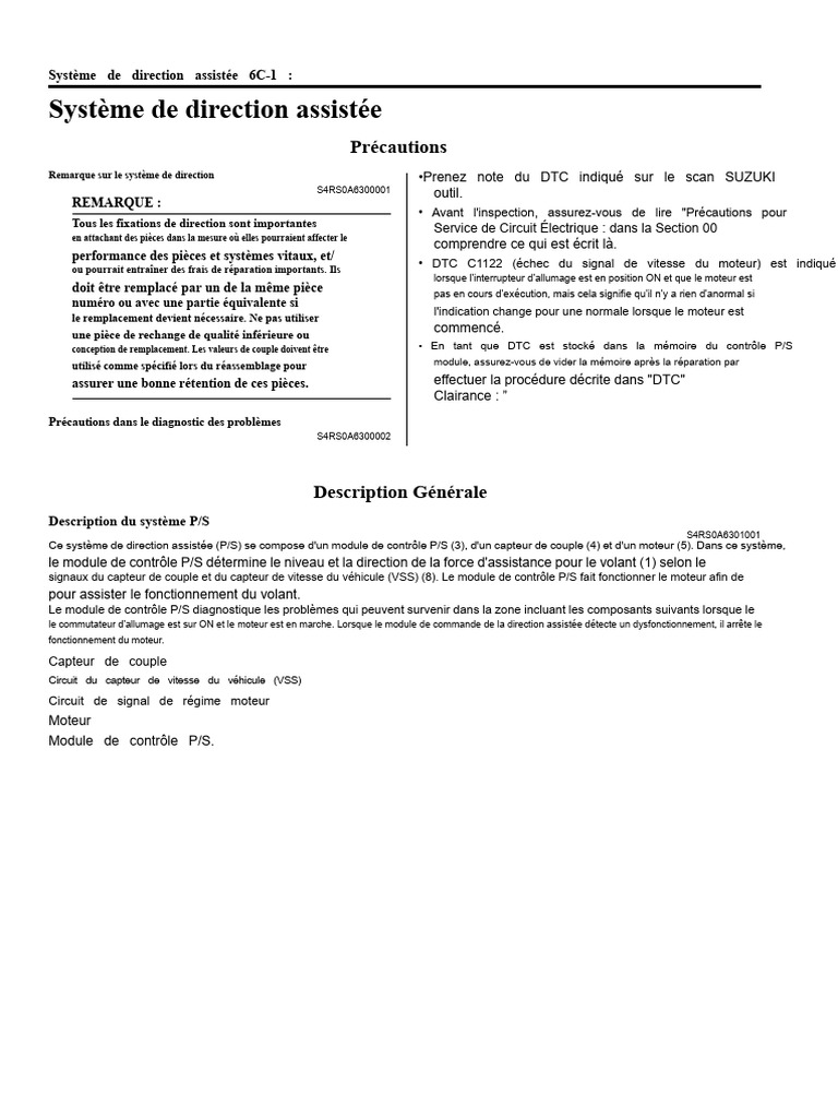 Diagnostic du Système de Direction Assistée | PDF | Allumage | Interrupteur