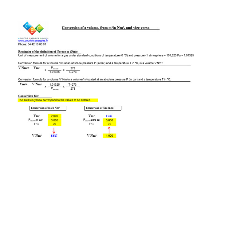 Gas Volume Conversion: m to Nm and Vice Versa | PDF
