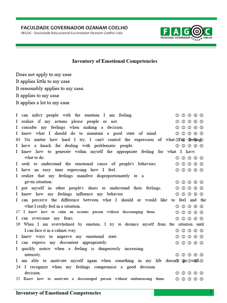 Emotional Competencies Assessment | PDF | Feeling | Emotions