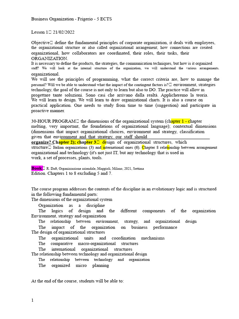 Business Organization Principles and Design | PDF | Organizational ...