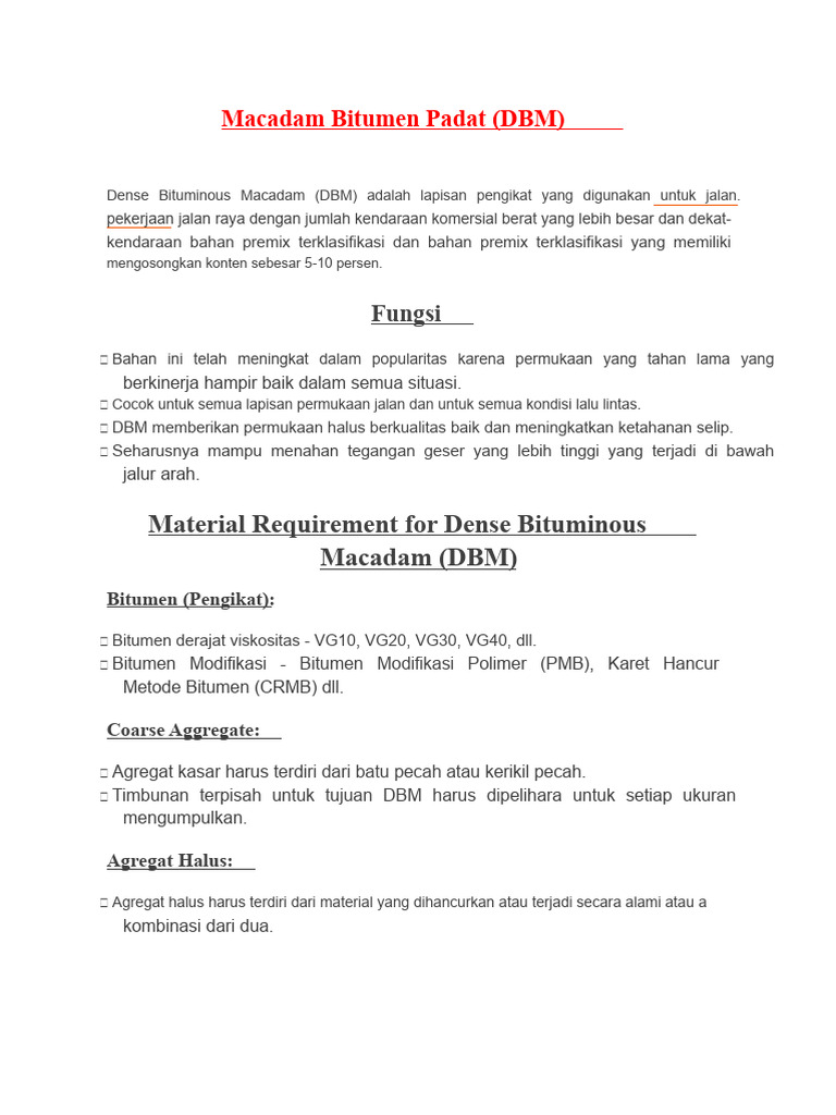 Panduan DBM: Material dan Konstruksi Jalan | PDF