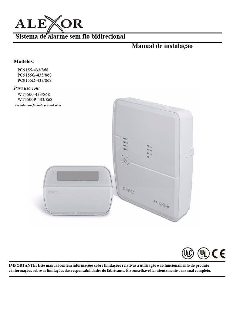Manual de Instalação do Alarme PC9155 | PDF | Rádio | Programas