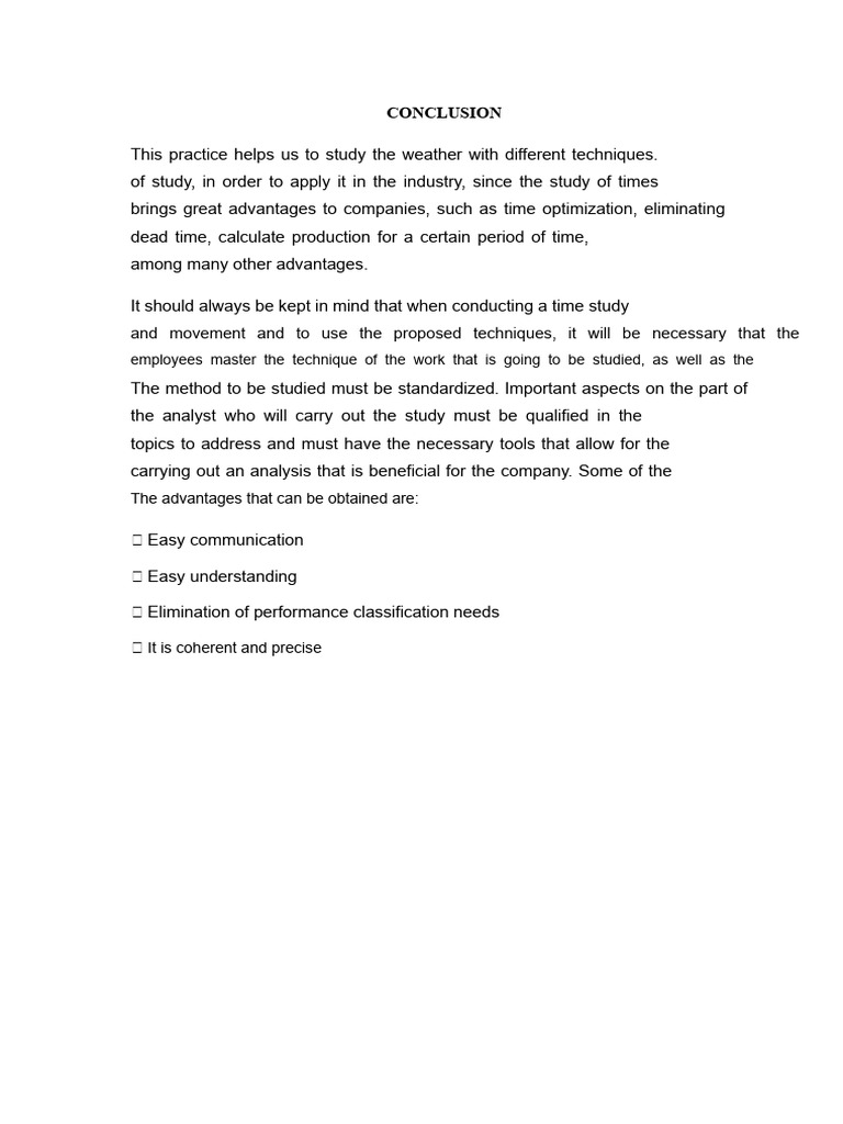CONCLUSION Study of Work | PDF