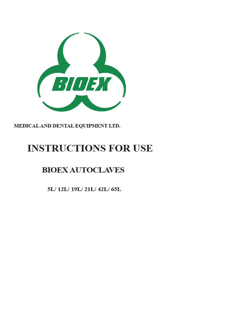 Bioex Autoclave User Manual Guide | PDF | Sterilization (Microbiology ...
