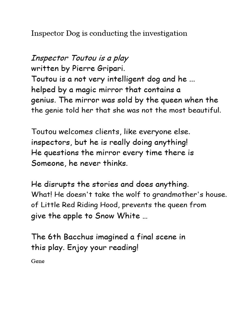 Inspector Dog Leads the Investigation Version Def | PDF | Snow White ...