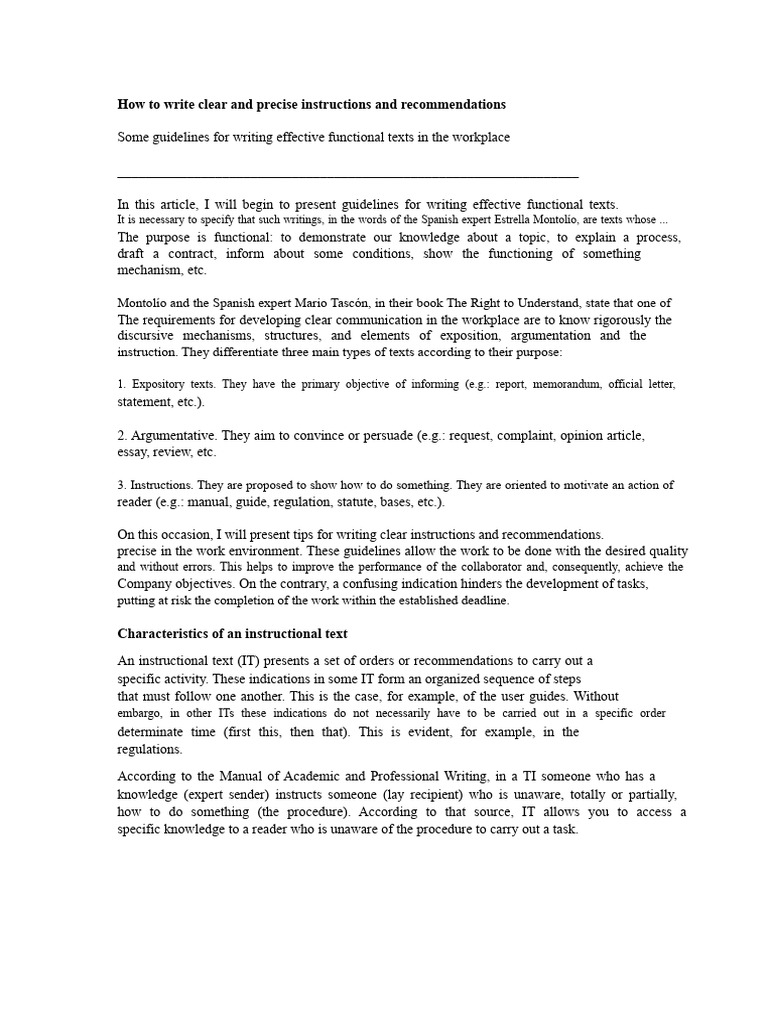 Writing Clear Workplace Instructions | PDF | Verb | Grammatical Conjugation