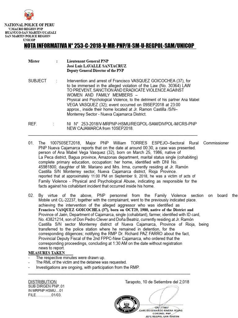 Model of PNP Information Note | PDF | Human Rights Abuses | Crime ...