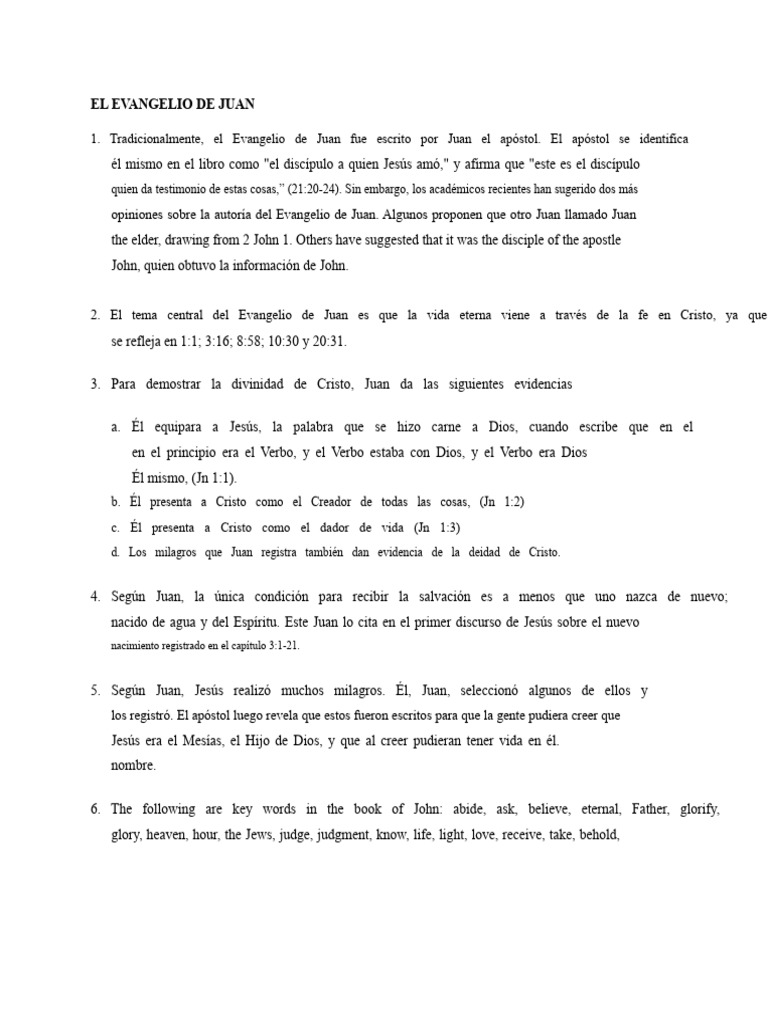 Autoría y Temas del Evangelio de Juan | PDF | Juan el apóstol | Jesús