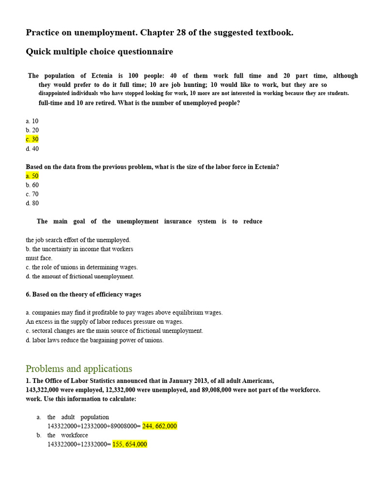 Unemployment Analysis and Questionnaire | PDF | Unemployment | Labour ...
