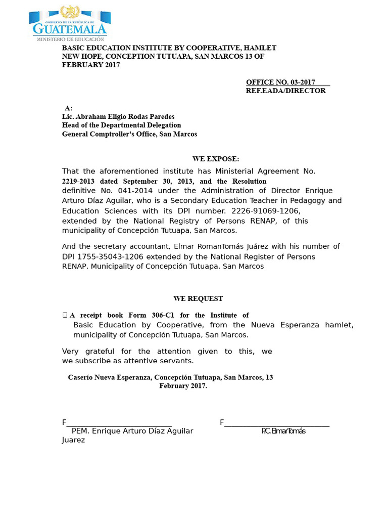 Request For Receipts | PDF