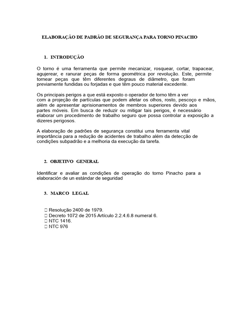 Padrão de Segurança para Torno Pinacho | PDF | Engenharia Mecânica