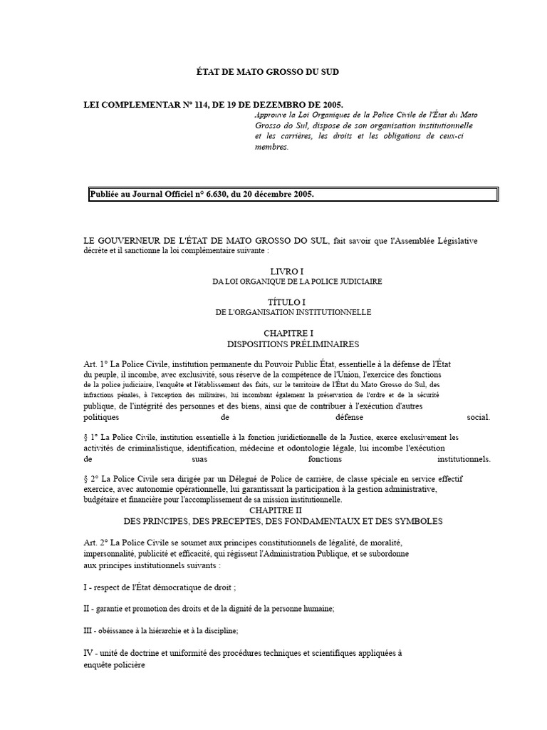 Loi Organiques de la Police Civile MS | PDF | Police | Science médico ...