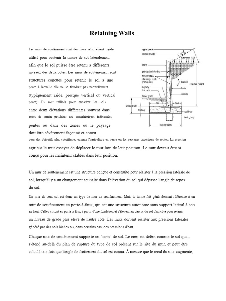 Types et conception des murs de soutènement | PDF | Mur | Génie ...