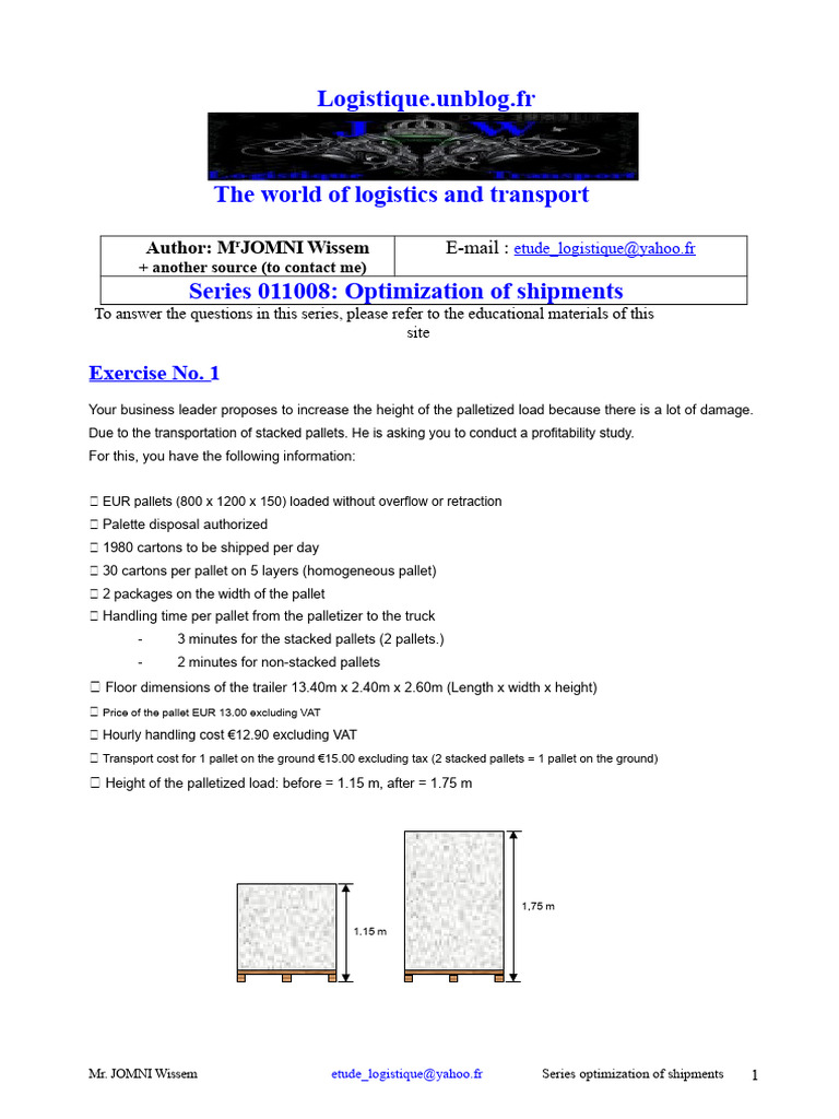 Series Optimization Shipments | PDF | Pallet | Logistics
