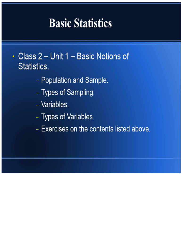 Understanding Basic Statistics Concepts | PDF | Sampling (Statistics ...