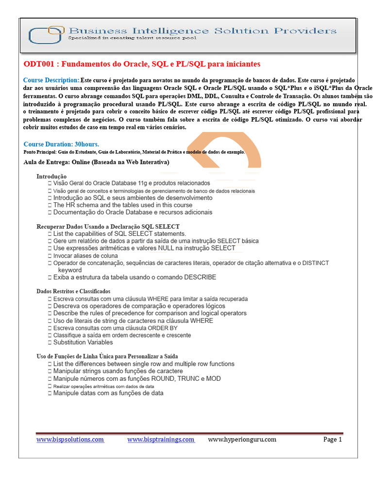 Fundamentos de Oracle SQL e PL/SQL | PDF | SQL | PL/SQL