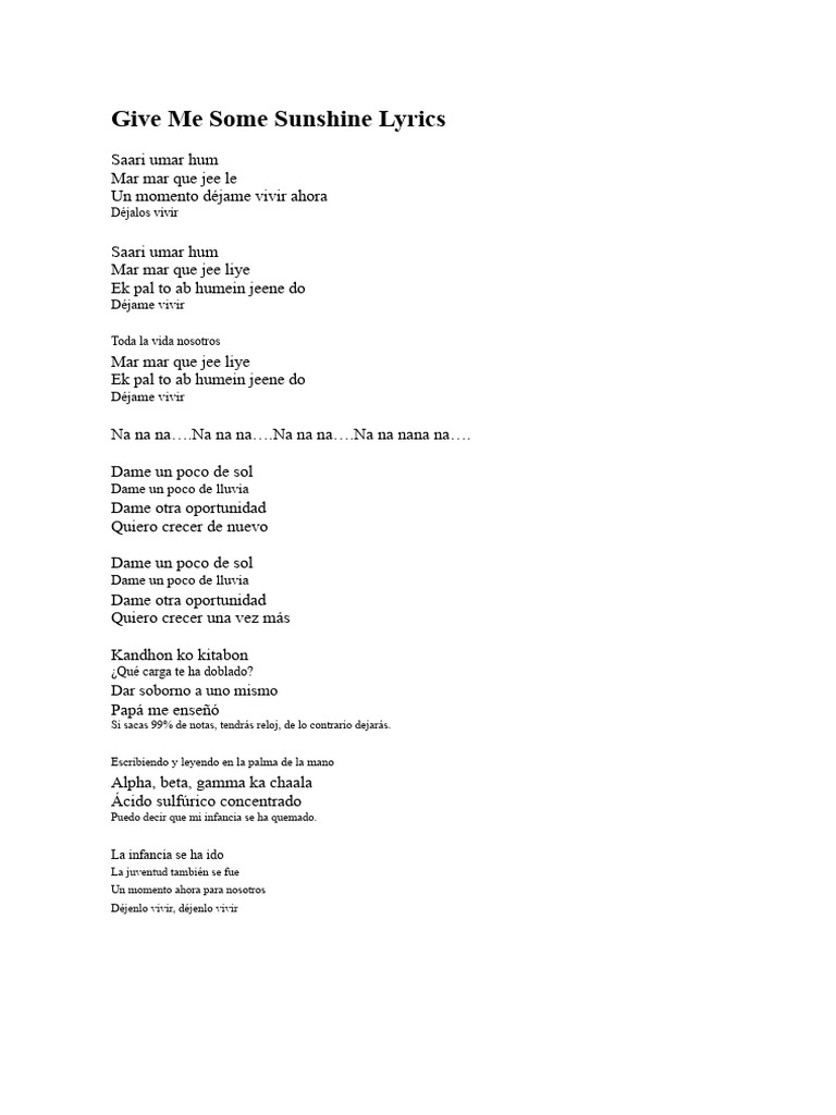 Dame un poco de sol | PDF
