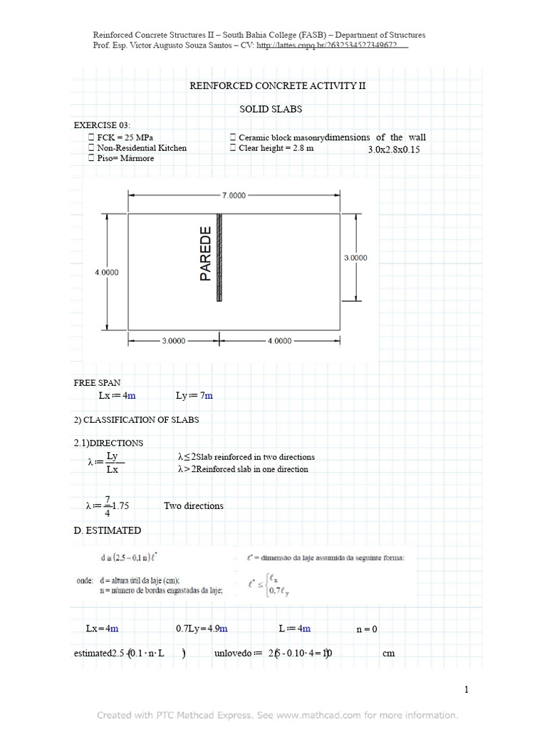 Exercise 03 - Solid Slab - Resolution of Bidirectional Slab with ...