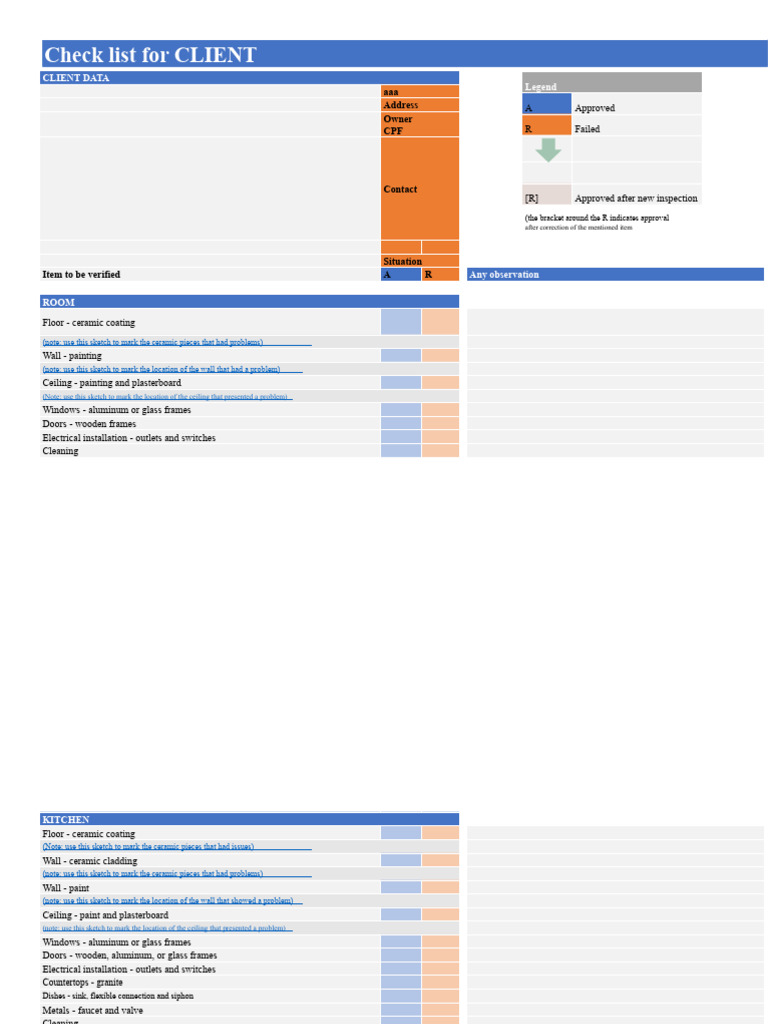 Comprehensive Client Inspection Checklist | PDF | Wall | Drywall