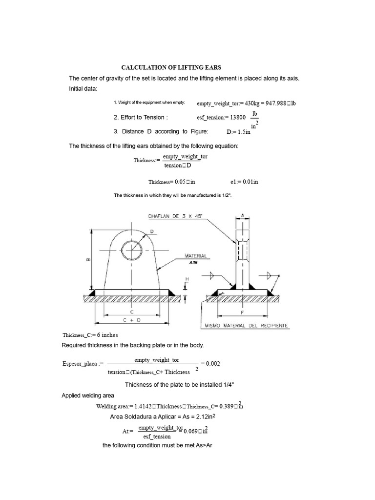 Lifting Ears Calculation Guide | PDF