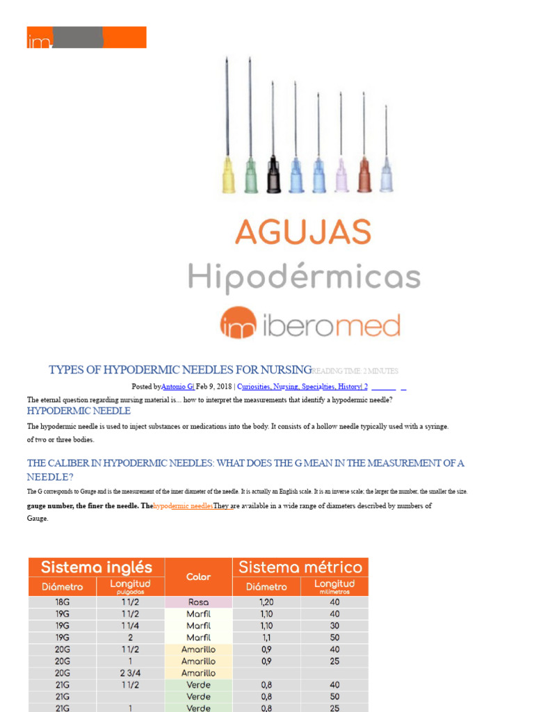 Hypodermic Needles | PDF | Medical Equipment | Medicine