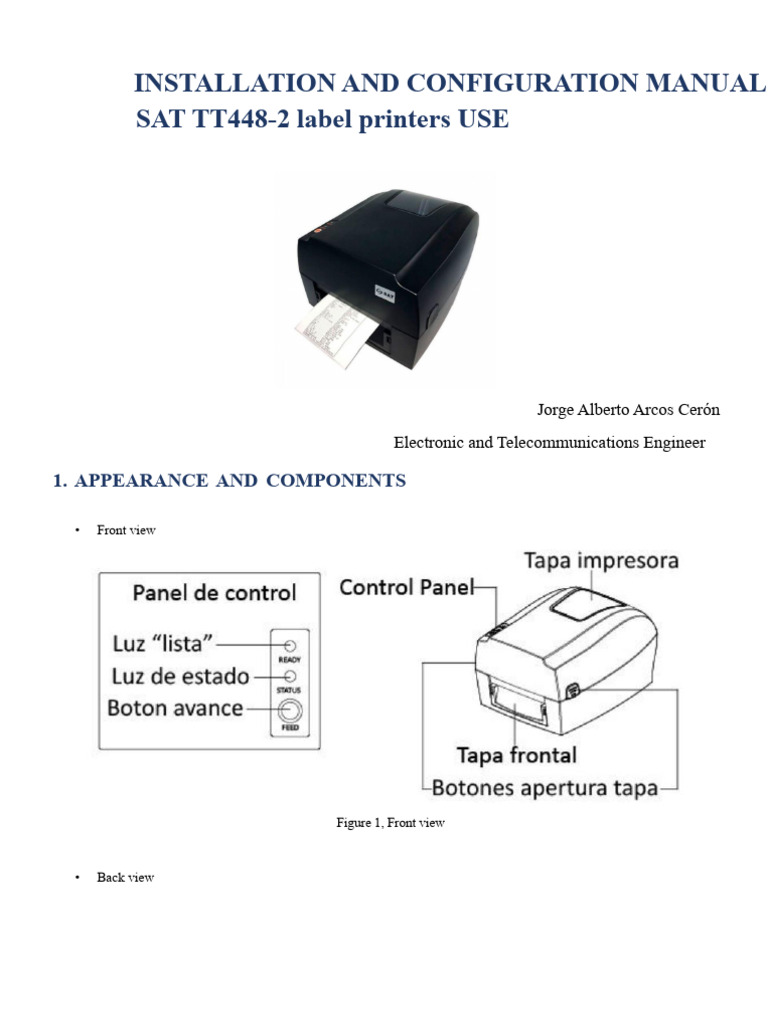 SAT TT448-2 Label Printer Setup Guide | PDF | Printer (Computing ...