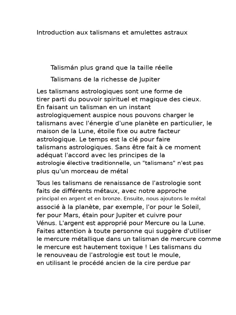 Talismans et Amulettes Astraux : Guide Complet | PDF | Astrologie ...