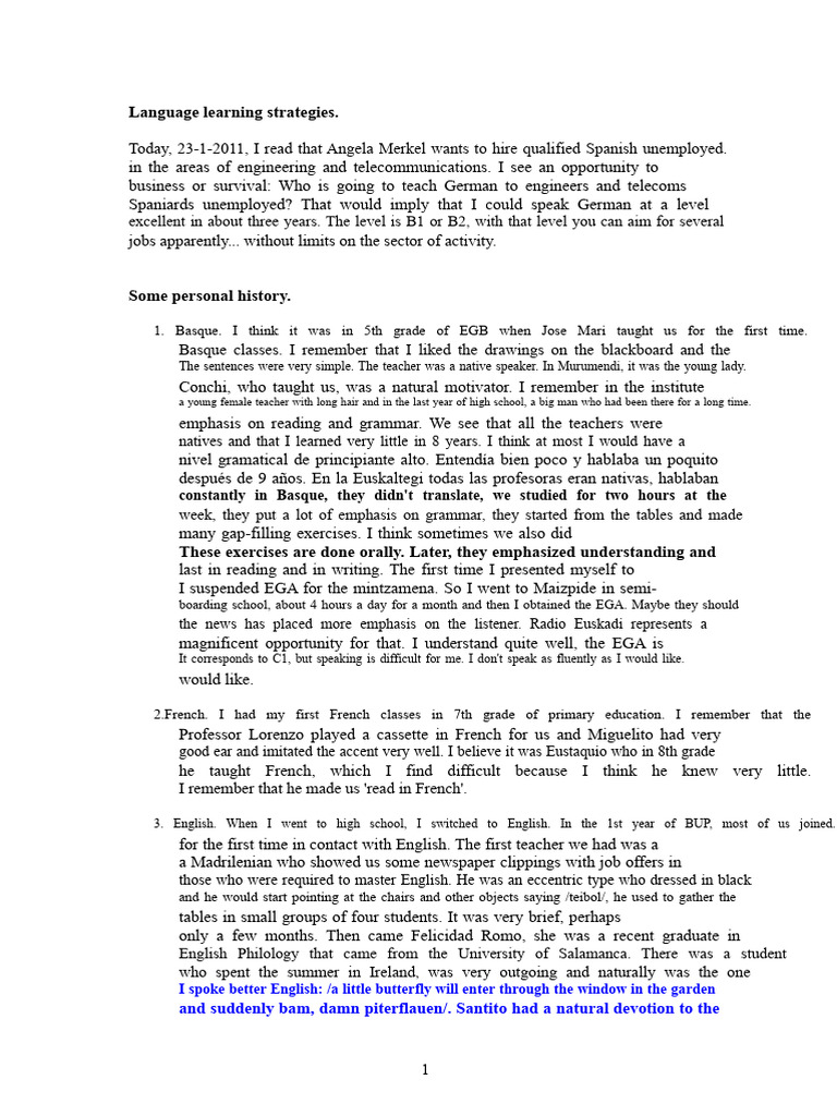 Language Learning Strategies Explained | PDF | Grammatical Gender ...