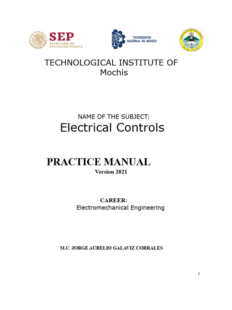 Electrical Controls Practice Manual 2021 | PDF | Relay | Electrical ...