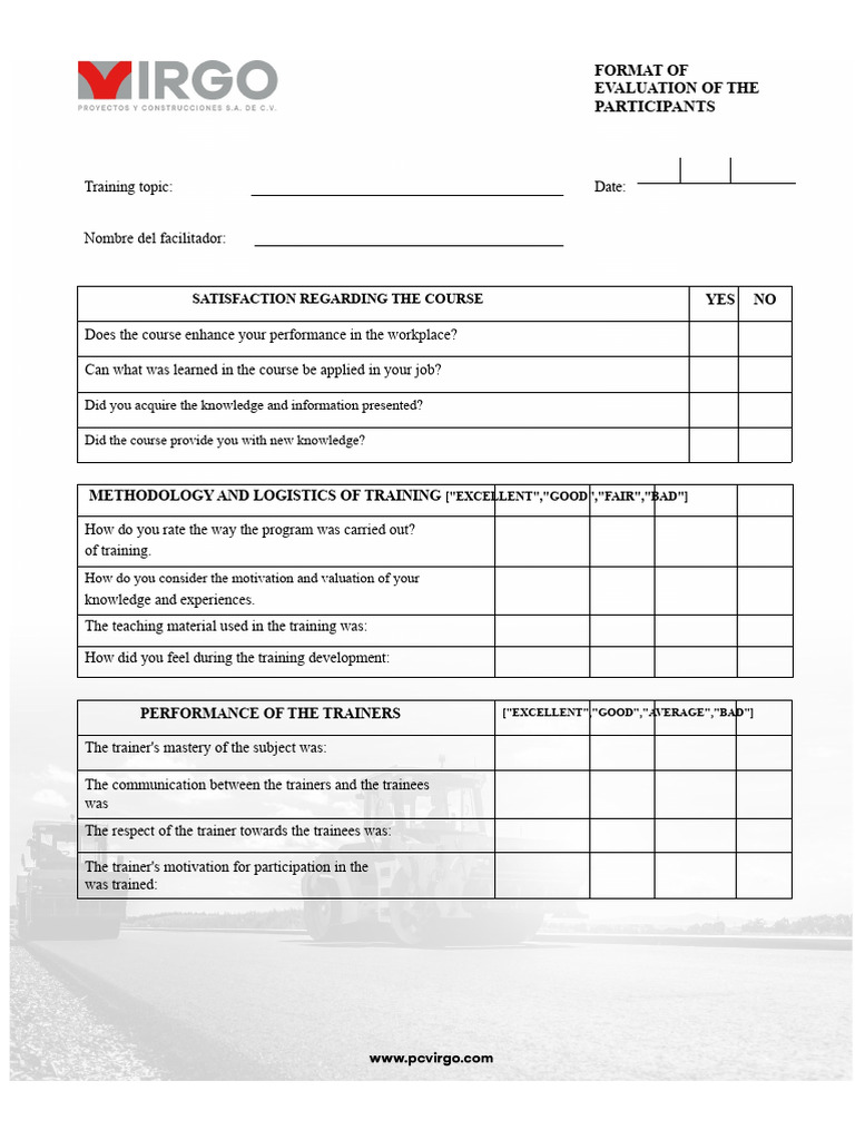 Training Evaluation Format | PDF