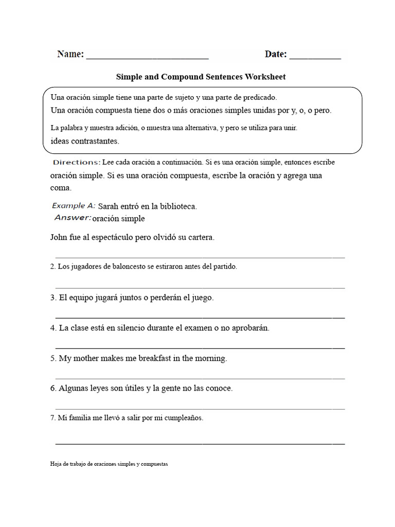 Oraciones Simples y Compuestas - 2 | PDF
