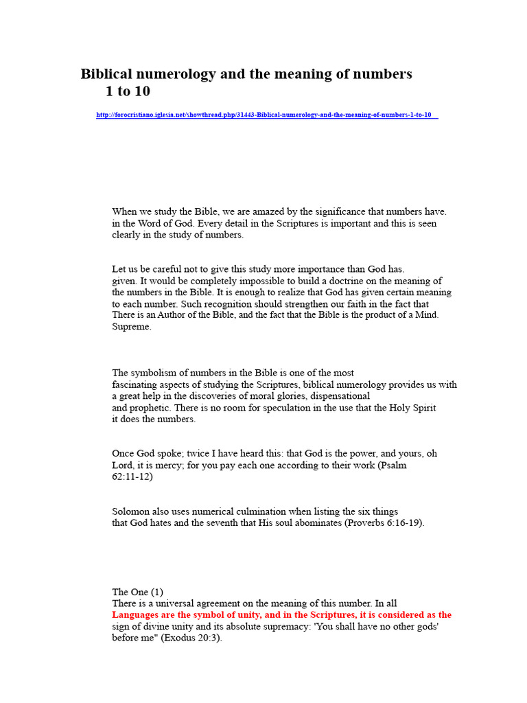 Biblical Numerology and The Meaning of The Numbers 1 To 10 | PDF ...