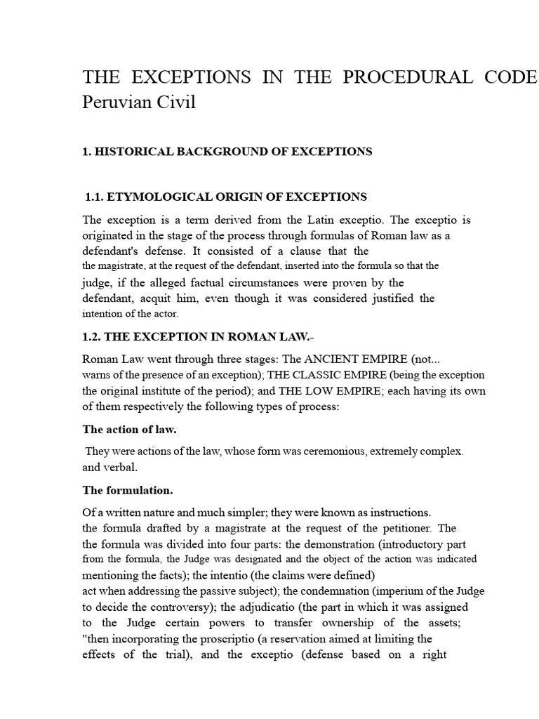 Exceptions in Peruvian Civil Procedure | PDF | Lawsuit | Statute Of ...