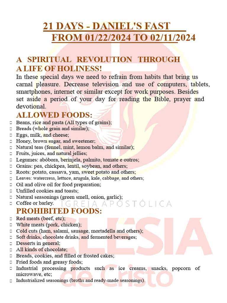 Daniel's Fast: 21-Day Guide | PDF | Drink | Foods