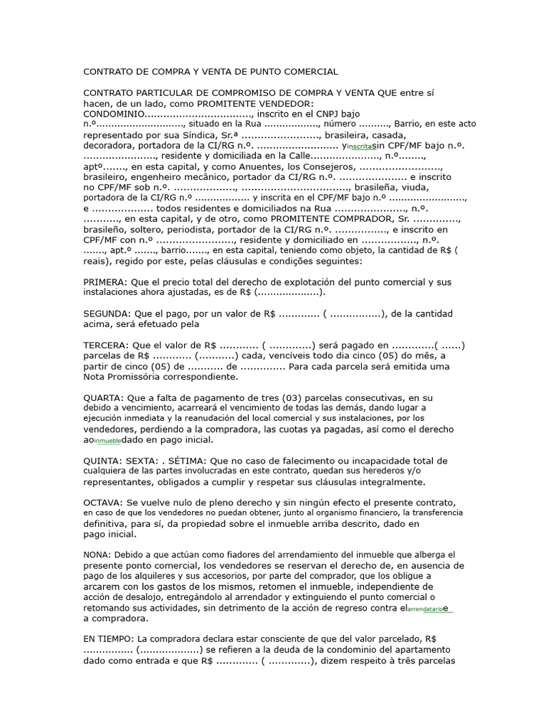 Contrato de Compra y Venta Comercial | PDF