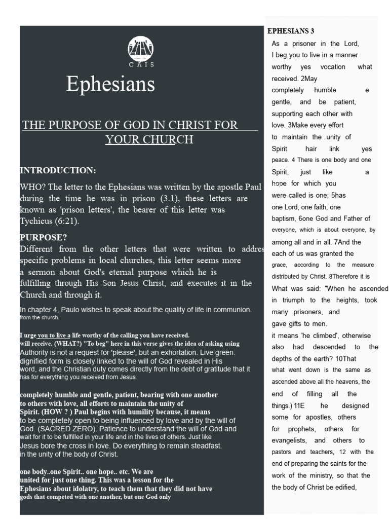 Ephesians 3: Unity in the Church | PDF | Jesus | Paul The Apostle