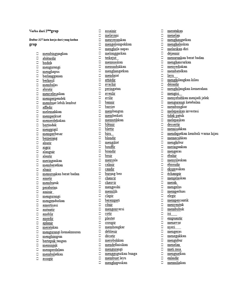Kata Kerja Material dalam Bahasa Indonesia
