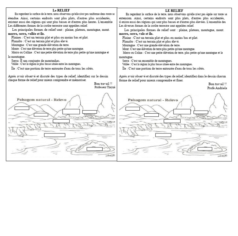 Types de Relief Terrestre Détaillés | PDF | Montagnes | Relief ...
