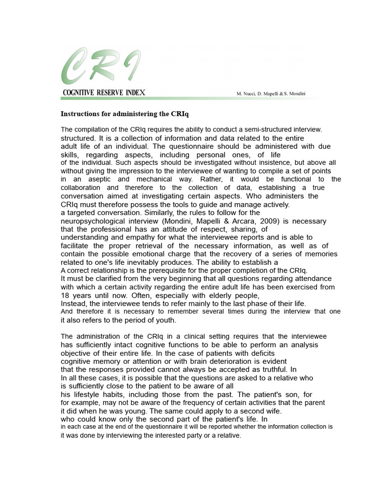Administering the CRIq: Guidelines & Tips | PDF | Attention | Learning