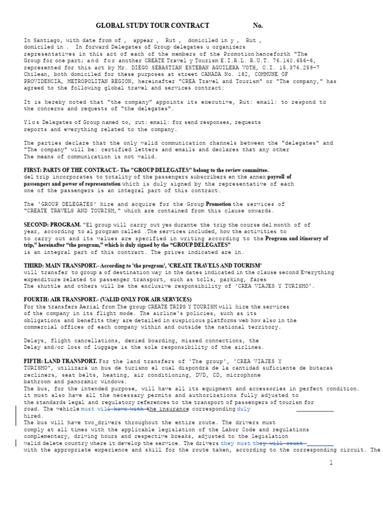 Global Study Tour Contract Agreement | PDF | Credit Card