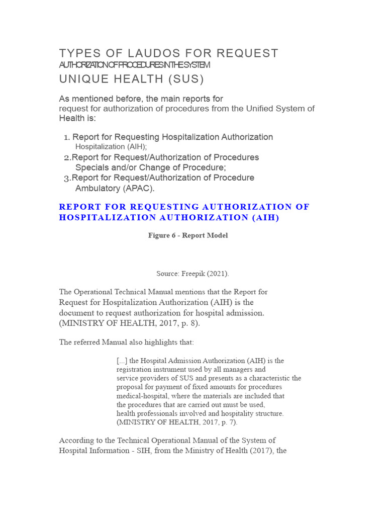 Types of Authorization Reports in SUS | PDF | Surgery | Anesthesia