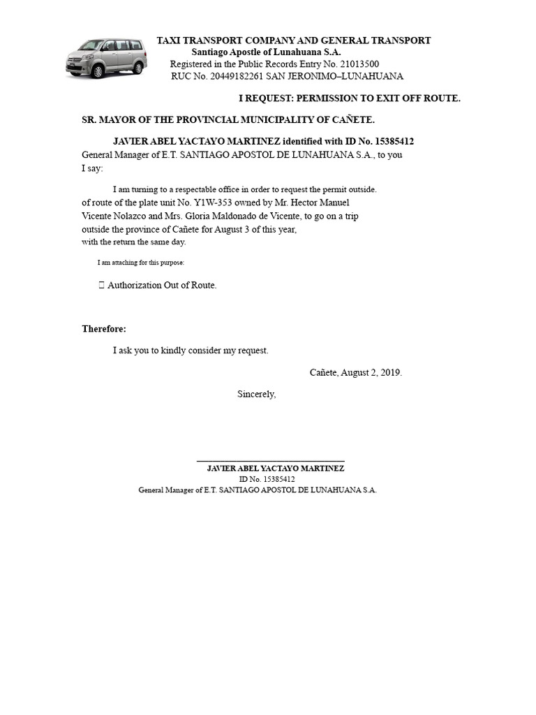 Certificate Out of Route | PDF | Transport | Vehicles