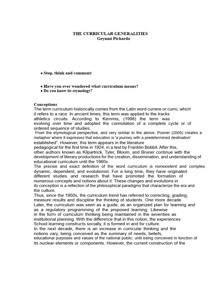 Understanding Curriculum Concepts and Evolution | PDF | Curriculum ...